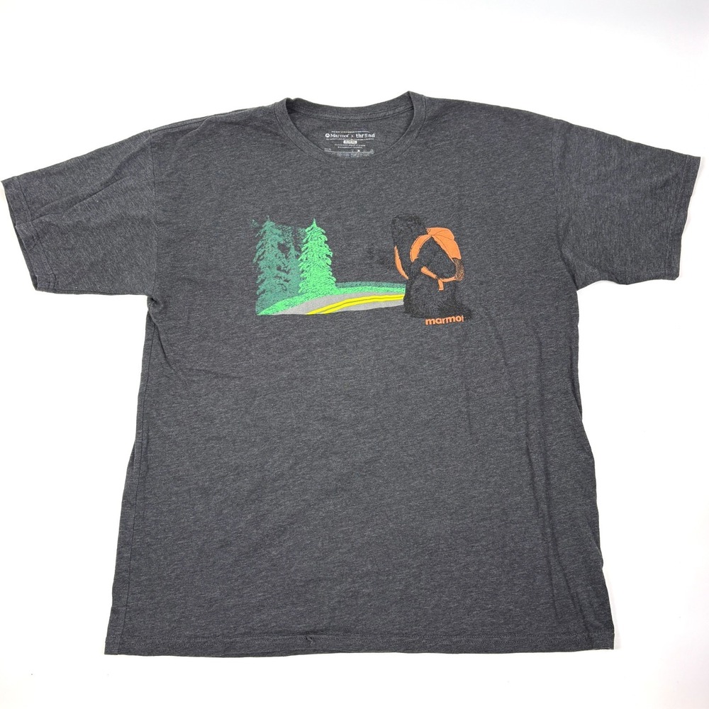 Marmot x Thread T Shirt Mens Sz XL Gray Marty Hiking Trek Gorpcore Outdoor‎